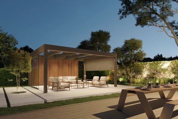 Installation de pergola à toiture fixe, Art Alu Cambrai et Sky Lux