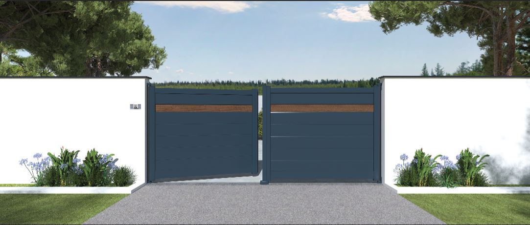 Installation de portail alu Attractiv - Macadam Glass près de Cambrai
