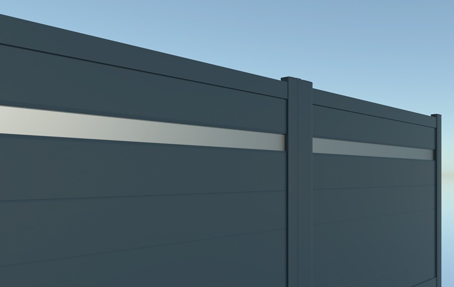 Installation de portail alu Attractiv - Macadam Glass Effet Inox Brosse près de Cambrai